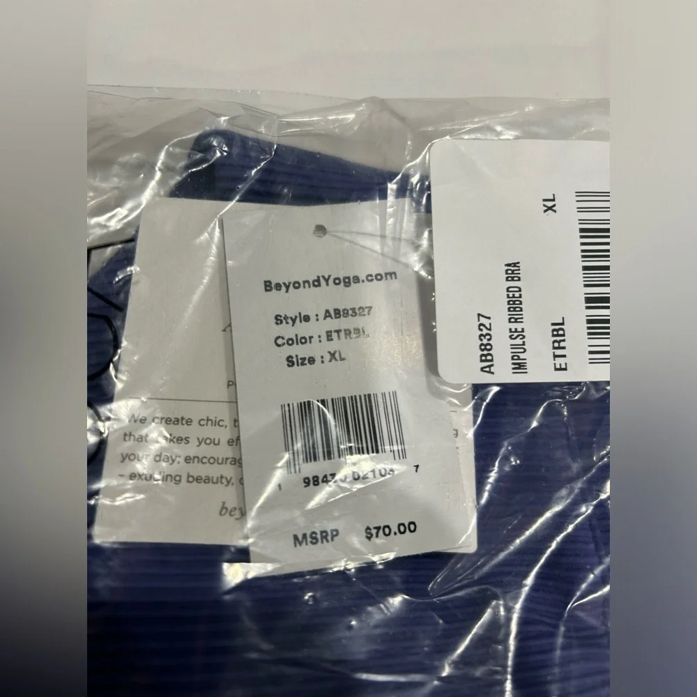 Beyond Yoga Women's XL Impulse Ribbed Bra Eternal Blue NWT Stretch